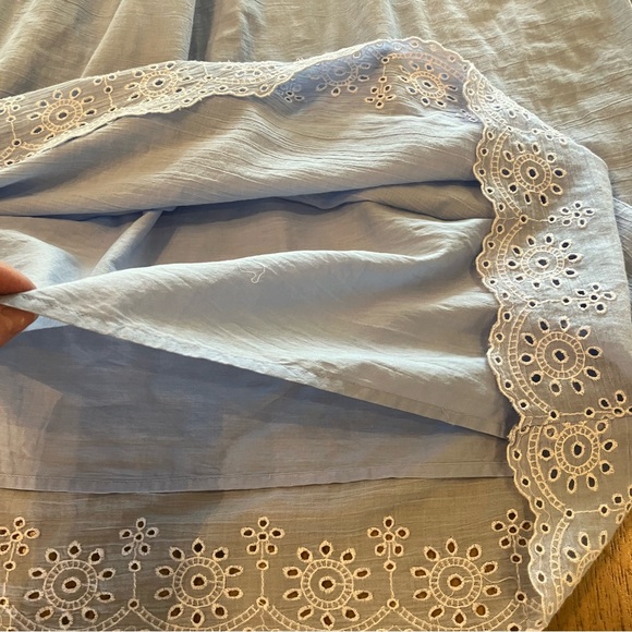 Crown & Ivy Light Blue 100% Cotton Smocked Eyelet Summer Dress, size Large - Picture 9 of 11